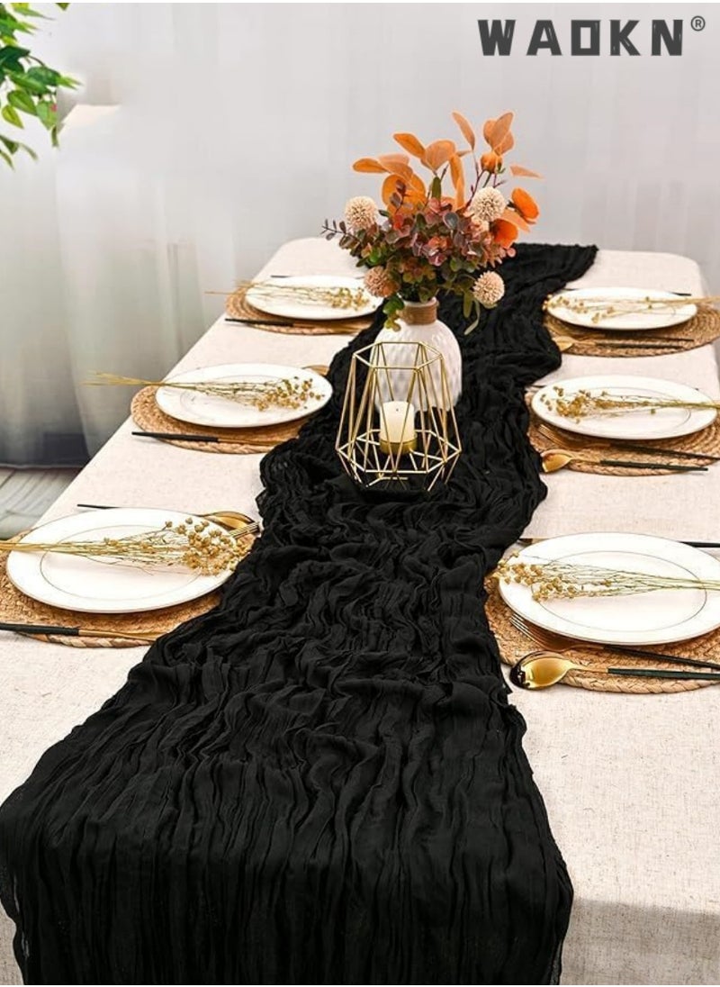 WAOKN Cheesecloth Table Runner 35 x 118 Inch Gauze Tablecloth Boho Wedding Decor 10 Ft Rustic Wedding Decorations Vintage Table Centerpieces for Wedding Reception Bridal Shower Birthday  - Image 3