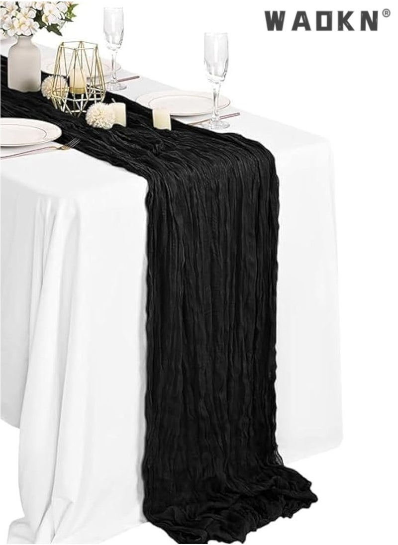 WAOKN Cheesecloth Table Runner 35 x 118 Inch Gauze Tablecloth Boho Wedding Decor 10 Ft Rustic Wedding Decorations Vintage Table Centerpieces for Wedding Reception Bridal Shower Birthday  - Image 1