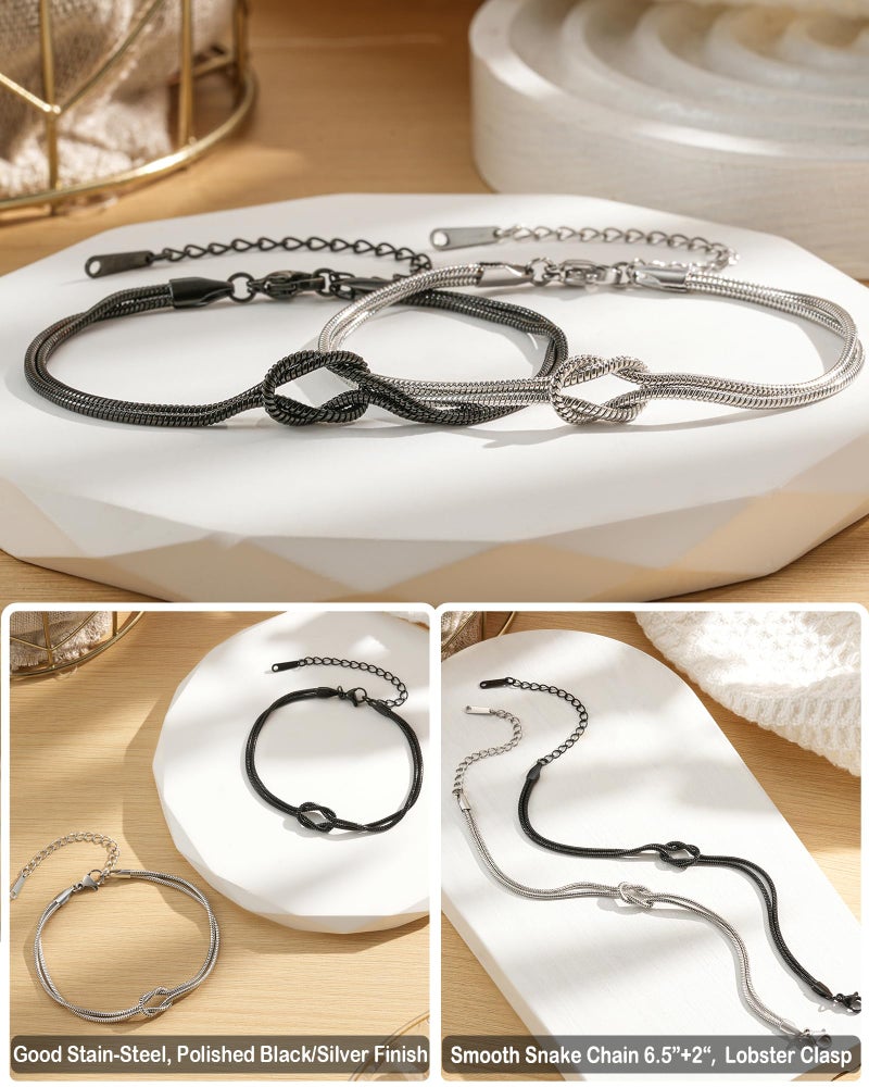 Tarsus Couples Bracelets, Valentines Day Gifts for Him Her Boyfriend Girlfriend Knot Matching Bracelets Couple Long Distance Relationship Gift Anniversary Christmas Birthday Gifts for Couples - Image 4