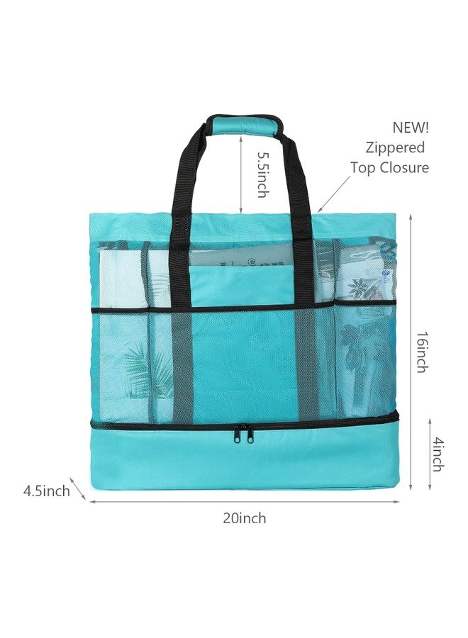 Mesh Beach and Picnic Tote Bag with Insulated Compartment - Image 2
