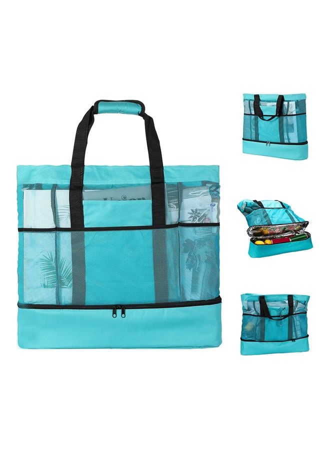 Mesh Beach and Picnic Tote Bag with Insulated Compartment - Image 1