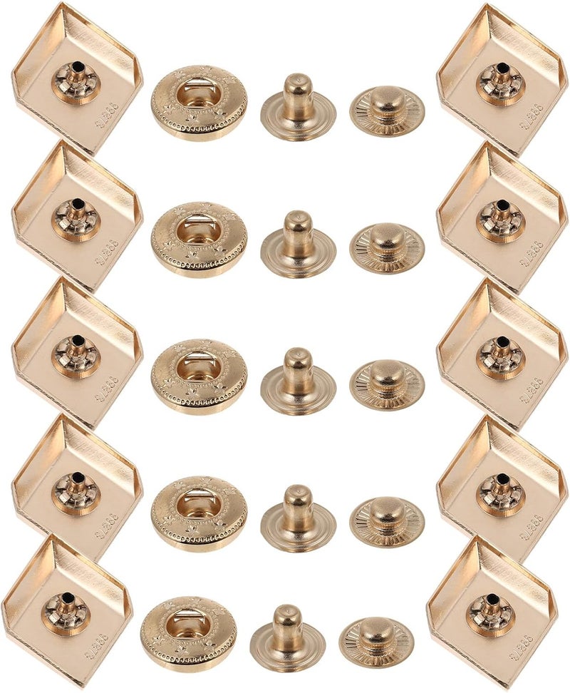 MINAOLULUS 10 Sets Metal Snap Buttons Rhombus Invisible Fasteners Gold Coat Sewing Accessories 35x25mm for Garments Overcoats Crafting - Image 1
