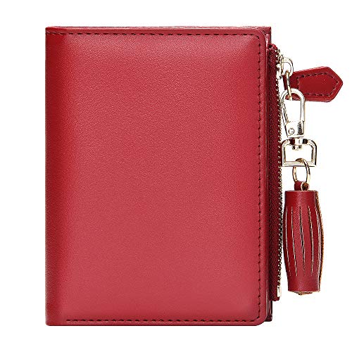 GEEAD Red Small Wallets for Women Bifold Slim Coin Purse Zipper ID Card Holder - Image 2