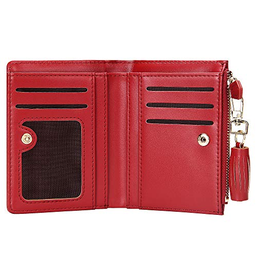 GEEAD Red Small Wallets for Women Bifold Slim Coin Purse Zipper ID Card Holder - Image 4