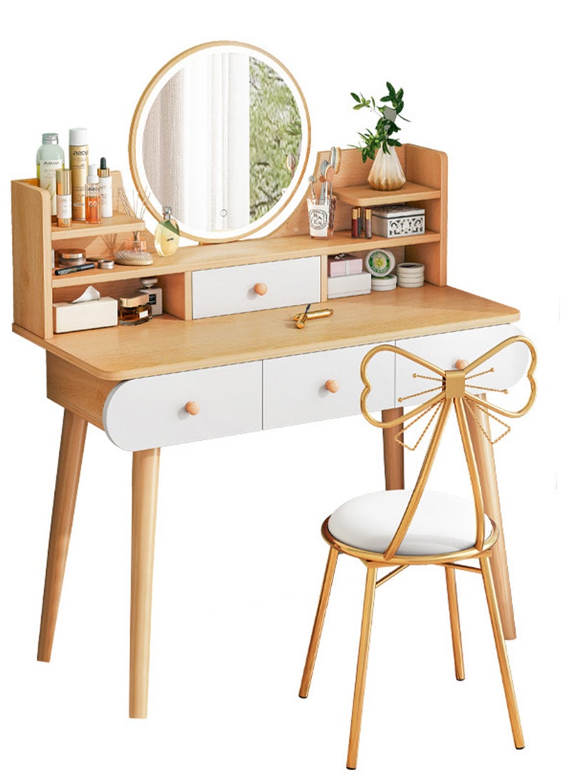 Sharpdo - Modern Minimalist Bedroom Dressing Table Small Dressing Table with LED Makeup Mirror, 3 Drawers, Partition Storage (Does Not Include Dressing Chair) - Image 1