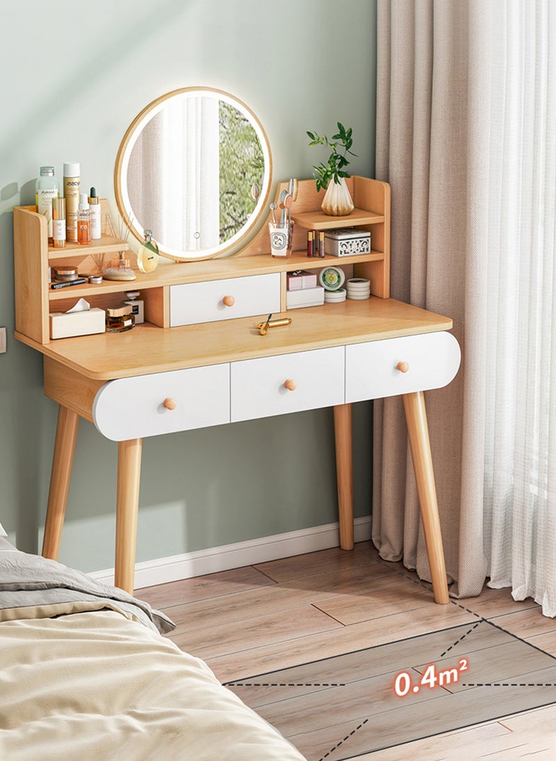 Sharpdo - Modern Minimalist Bedroom Dressing Table Small Dressing Table with LED Makeup Mirror, 3 Drawers, Partition Storage (Does Not Include Dressing Chair) - Image 1