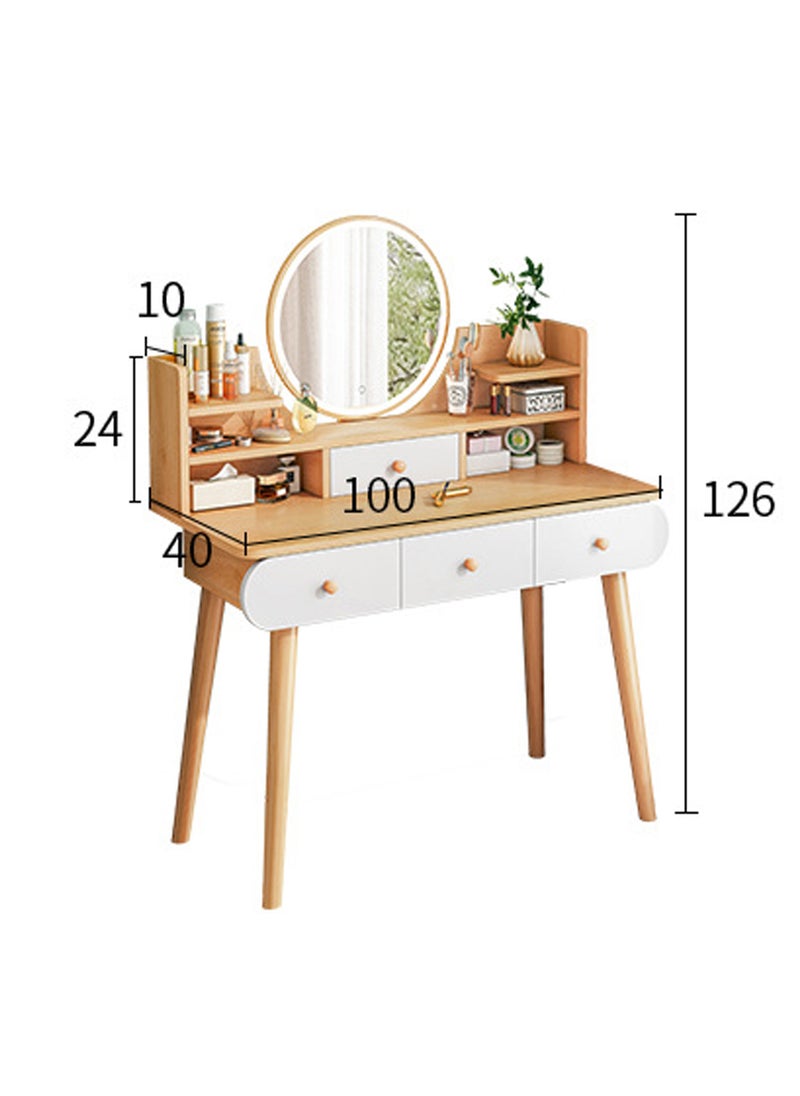 Sharpdo - Modern Minimalist Bedroom Dressing Table Small Dressing Table with LED Makeup Mirror, 3 Drawers, Partition Storage (Does Not Include Dressing Chair) - Image 1