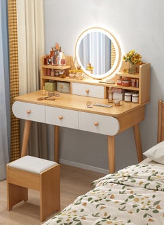 Sharpdo Modern Minimalist Bedroom Dressing Table Small Dressing Table with LED Makeup Mirror, 3 Drawers, Partition Storage (Does Not Include Dressing Chair)  - Image 2