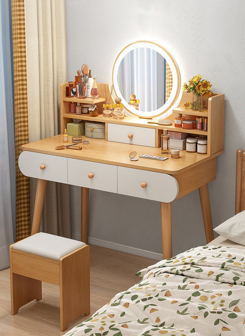 Sharpdo - Modern Minimalist Bedroom Dressing Table Small Dressing Table with LED Makeup Mirror, 3 Drawers, Partition Storage (Does Not Include Dressing Chair) - Image 1