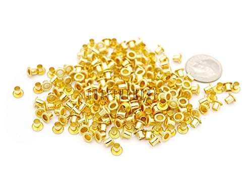 CRAFTMEMORE 2MM Hole 200PCS Tiny Grommets Eyelets Self Backing for Bead Cores, Clothes, Leather, Canvas (Gold) - Image 3