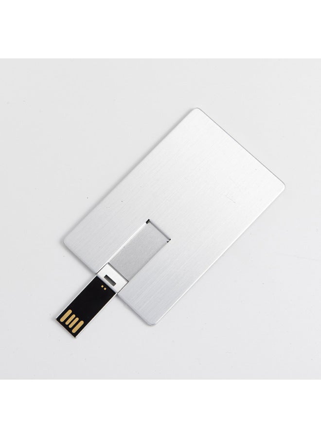 Metal Card U Disk Custom Logo32g Gift U Disk Enterprise Exhibition 8g Business Large Capacity USB Wholesale-Color:Silver-Capacity:2.0 32GB 10MB/S - Image 1