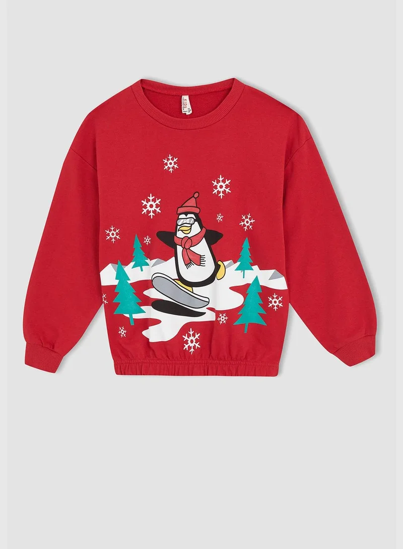 DeFacto Regular Fit Long Sleeve Penguin Print Knit Jumper