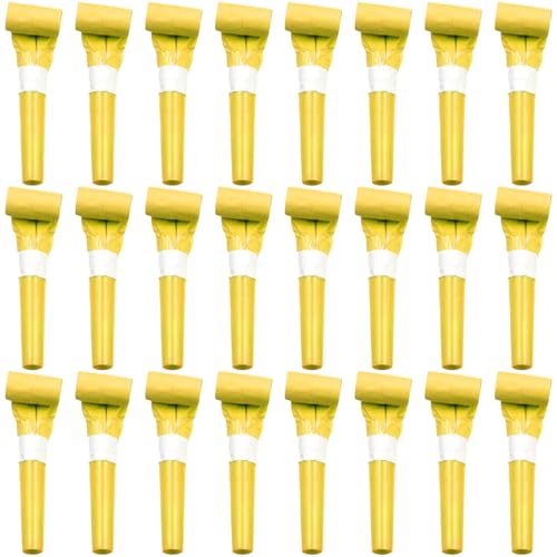 ywmigl 24 Pcs Yellow Party Blowers for Kids Funny Blower Noise Makers Blowouts Horns Whistles Perfect for Birthday Parties New Years Sporting Events Party Supplies Yellow - Image 1