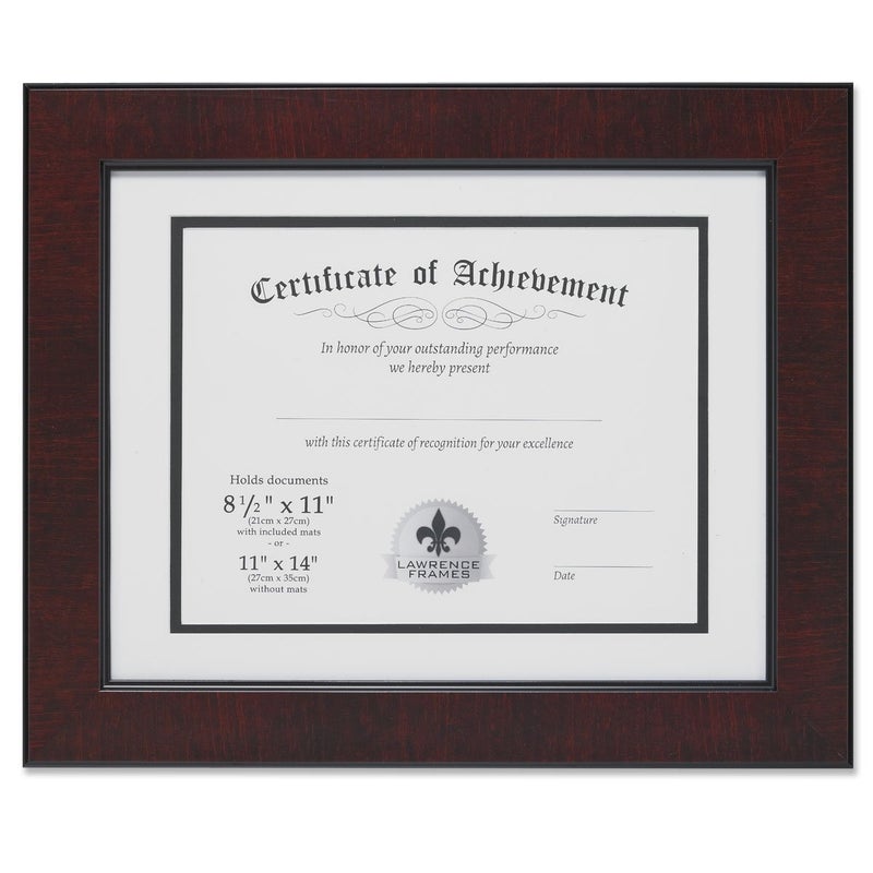 Lawrence Frames Dual Use Faux Burl 11 by 14-Inch Certificate Picture Frame with Double Bevel Cut Matting for 8.5 by 11-Inch Document, Mahogany - Image 4