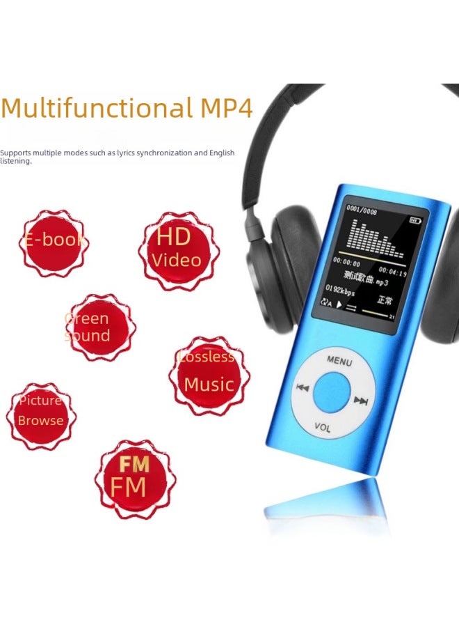كمبيوتر رقمي/مشغل mp4/mp4 بطاقة ذاكرة سعة 16 جيجابايت - جهاز ترفيه محمول لمقاطع الفيديو الموسيقية - لون الجسم: أزرق - سعة الذاكرة: صندوق بطاقات مضيف 32 جيجا كابل بيانات سماعة الرأس - Image 4
