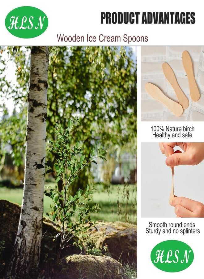 HLSN Wooden Ice Cream Spoons, 500PCS 3" Mini Disposable Cutlery, Tasting Sample Popsicle Sticks, Compostable Natural Birch, Individual Wrapped - Image 2