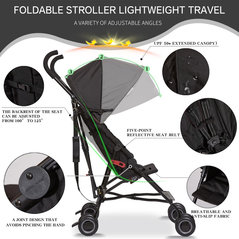 COOL KIDS Baby Portable Stroller, Cool Kids Lightweight Travel Stroller with Carrier for Walking, Shopping, and Playgrounds - Image 3