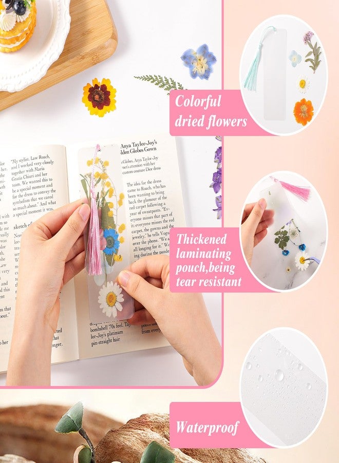 WSICSE 326Pcs Pressed Flower Bookmark Making Kit, Includes 125 Dried Flowers, 100Pcs 12 Mils Bookmarks Laminating Pouches, 100 Tassle and 1 Puncher, DIY Bookmark Kit for Book Lovers(1.96 x 5.9'') - Image 3