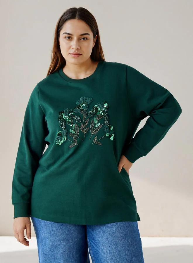 Ulla Popken Ulla Popken Sweatshirt with Embellishment
