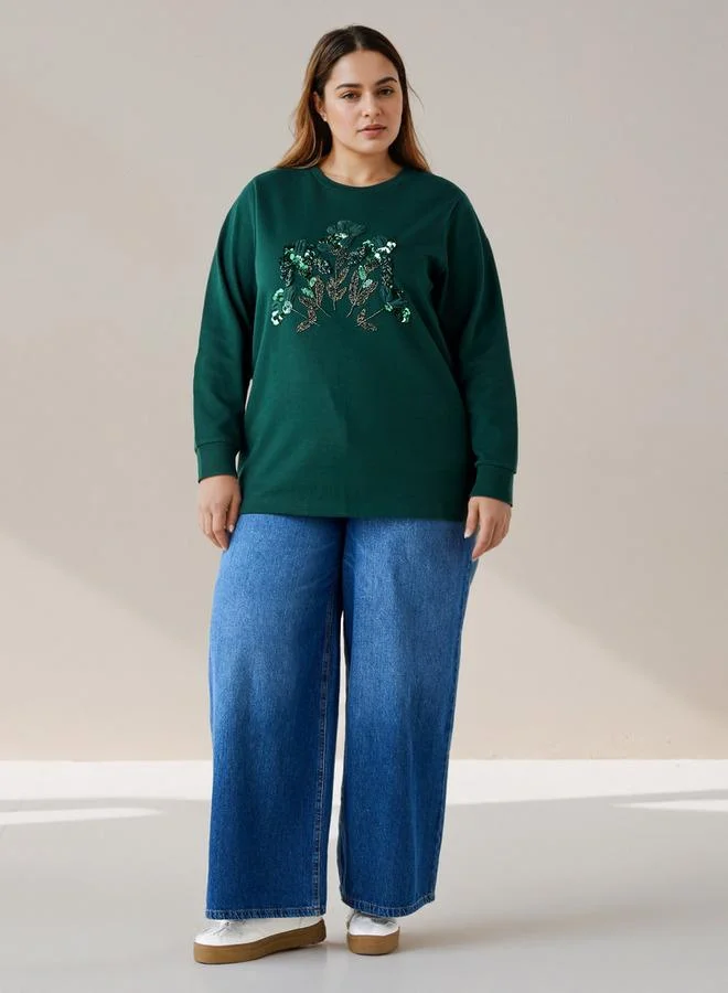 Ulla Popken Ulla Popken Sweatshirt with Embellishment