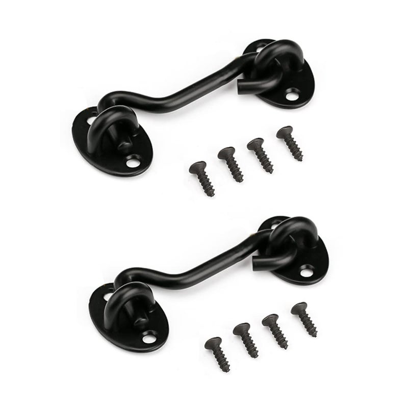 MIKMAYTOO 3 Privacy Hook And Eye Latch Easy Lock For Barn Door Black (3 Inch-2Pcs) - Image 1