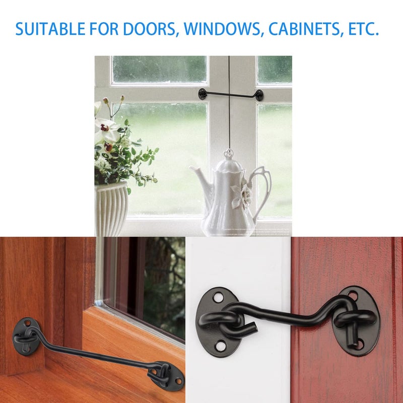 MIKMAYTOO 3 Privacy Hook And Eye Latch Easy Lock For Barn Door Black (3 Inch-2Pcs) - Image 5