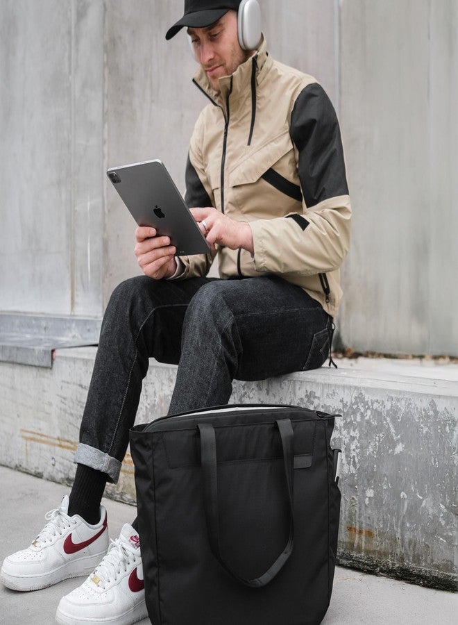 ALPAKA Metro Tote 14L Water-Resistant Zipper Tote Bag, Fits 16 Inch Laptop with Sleeve,Tablet Pocket,Detachable Key Clip External Water Bottle Holder for Commuter Work Travel Black - Image 5