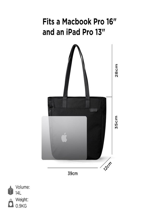 ALPAKA Metro Tote 14L Water-Resistant Zipper Tote Bag, Fits 16 Inch Laptop with Sleeve,Tablet Pocket,Detachable Key Clip External Water Bottle Holder for Commuter Work Travel Black - Image 2