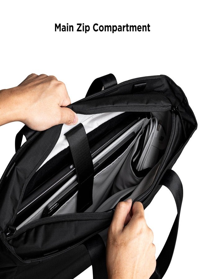 ALPAKA Metro Tote 14L Water-Resistant Zipper Tote Bag, Fits 16 Inch Laptop with Sleeve,Tablet Pocket,Detachable Key Clip External Water Bottle Holder for Commuter Work Travel Black - Image 3