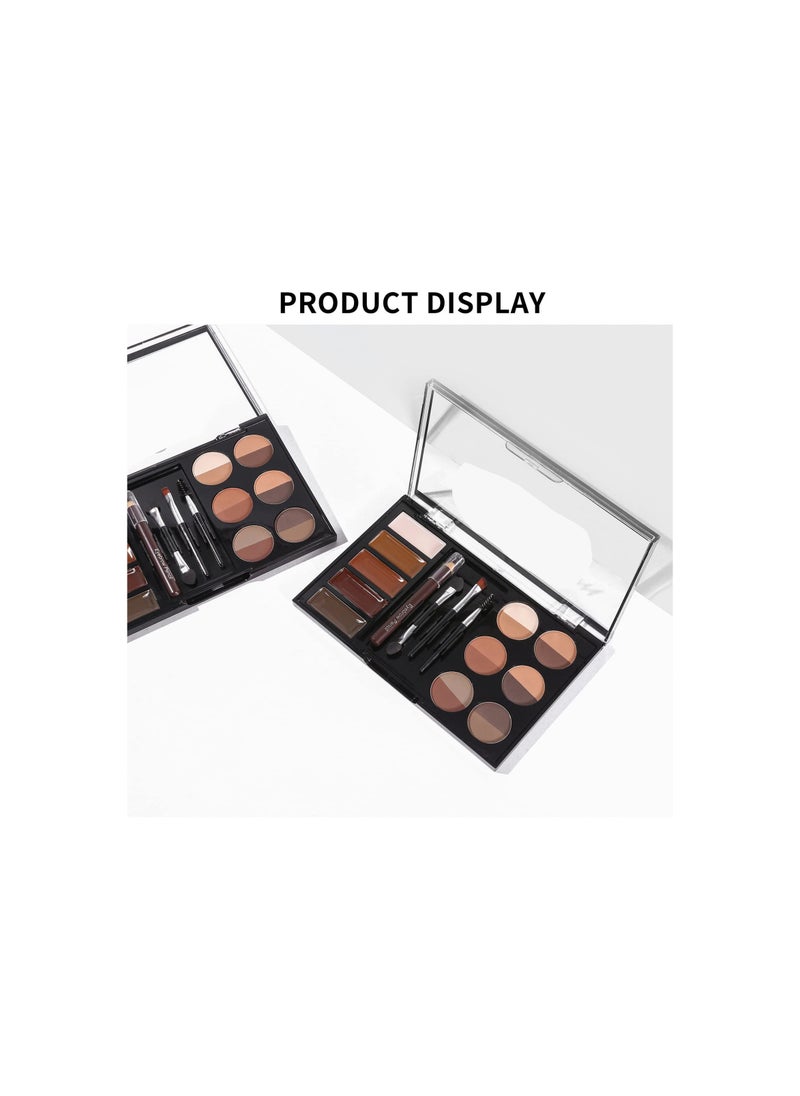 Generic - Eyebrow Makeup Kit: 5 Colors Brow Wax, 12 Colors Eyebrow Powder, Waterproof Eyebrow Stamp & Stencil Set with Brushes, Pencil, Soft Bristle & Sponge Applicator for Perfect Brows. - Image 1