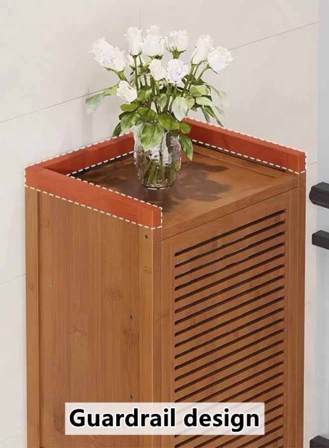 كوتيس خزانة أحذية بسبعة طوابق مع أبواب، منظم أحذية، لون بني من الخيزران، 41×32×110 سم - Image 5