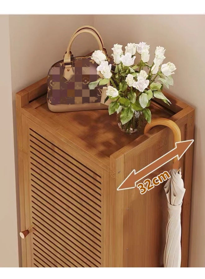 كوتيس خزانة أحذية بسبعة طوابق مع أبواب، منظم أحذية، لون بني من الخيزران، 41×32×110 سم - Image 4