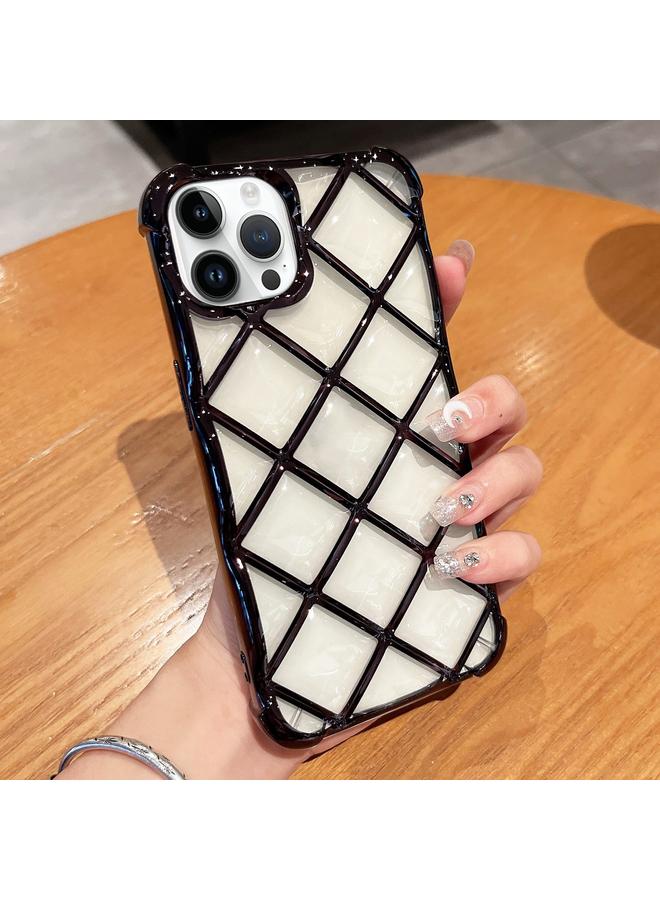Zaboon Case For iPhone 12 / 12 Pro 3D Diamond Lattice Laser Engraving Phone Case - Image 1