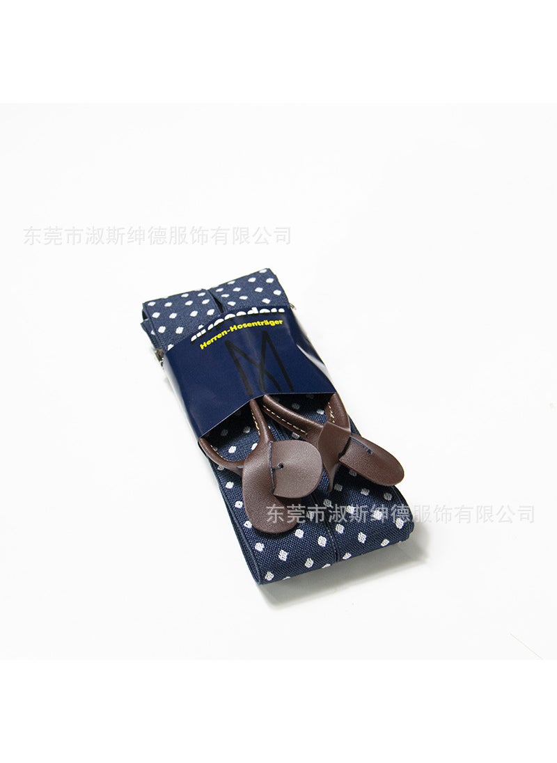 Generic Leather Suspenders for Men 32 Colors Button-End Polka dot 