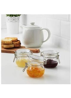 Ikea 3 قطع برطمان مع غطاء زجاجي شفاف 