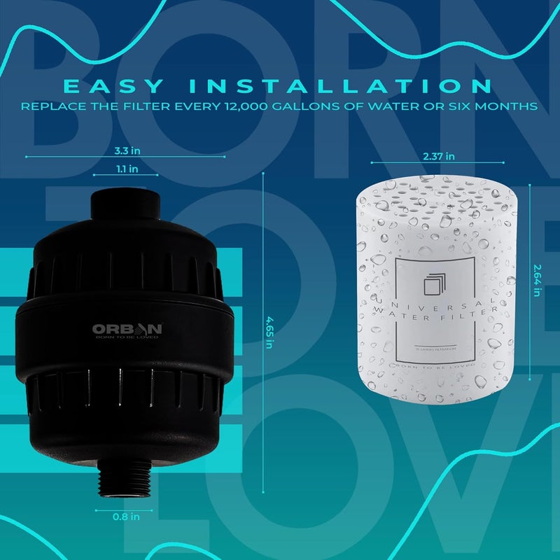 ORBON Hard Water Shower Filter Water Softener for Bathroom Hard Water Softener for Shower Shower Filter for Bathroom 3 In 1 Universal Adapter Teflon Tape 1 Extra Cartage Matte Black - Image 2