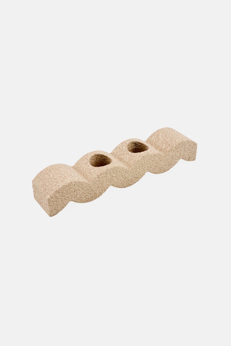 Muy Mucho Waves Candle Holder, Beige - Image 1