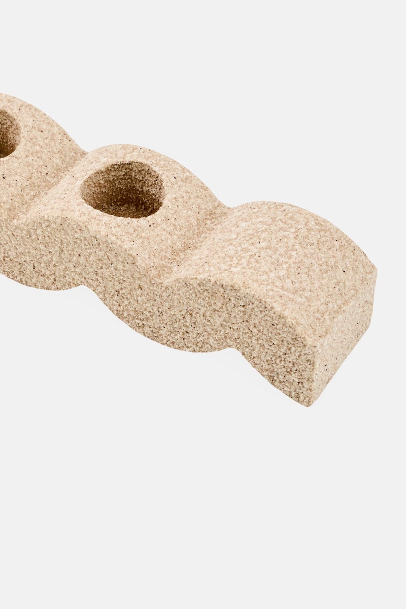 Muy Mucho Waves Candle Holder, Beige - Image 3