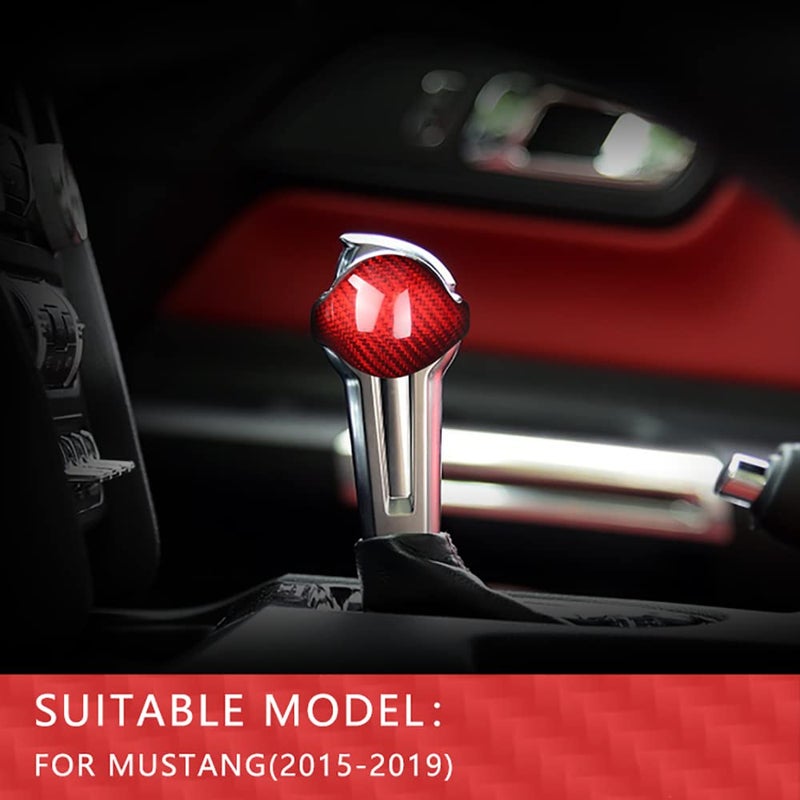 Red Carbon Fiber Gear Shift Knob Cover Compatible with Mustang 2015 2019 Premium Car Interior Accessory - Image 4