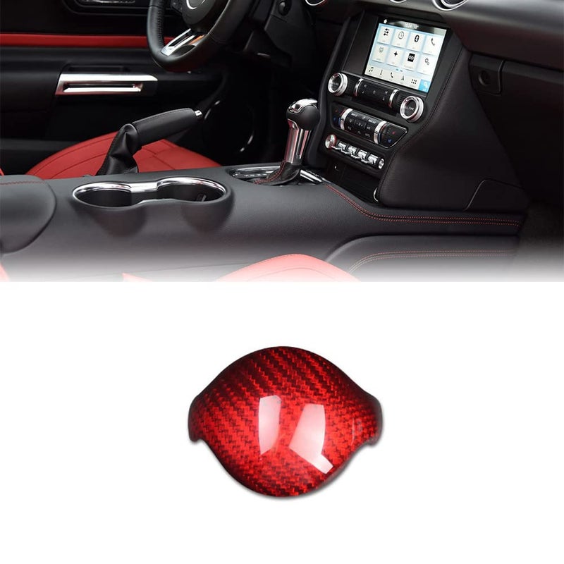 Red Carbon Fiber Gear Shift Knob Cover Compatible with Mustang 2015 2019 Premium Car Interior Accessory - Image 2