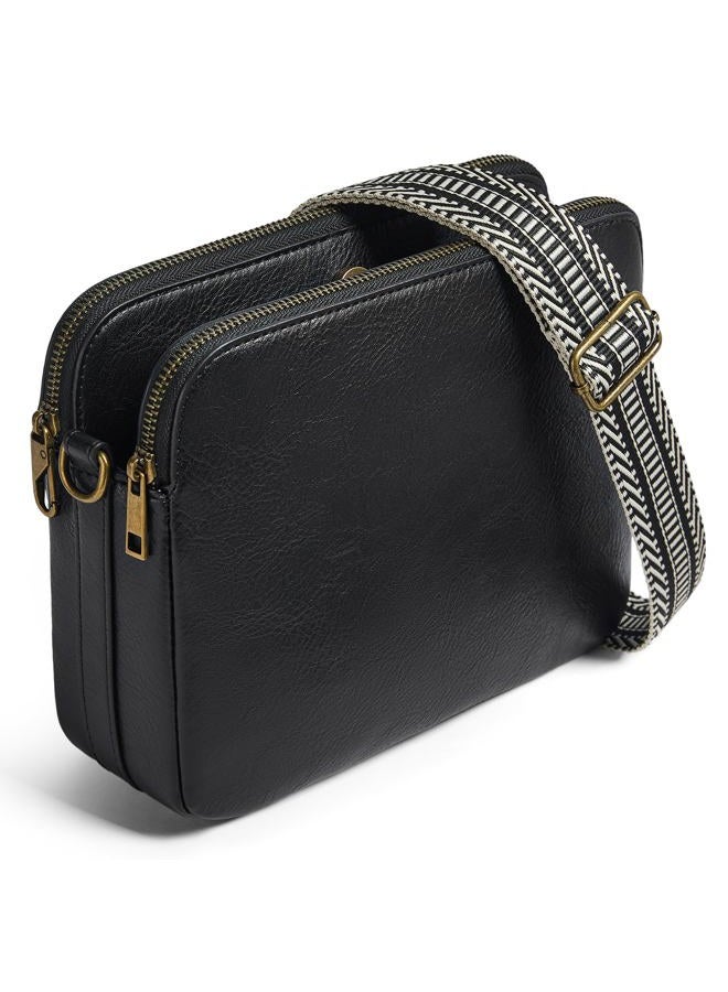 Yarnic Women Crossbody Bag Trendy Faux Leather Cross Body Purse with Adjustable Strap and Anti-theft Zipper, Black, 7.5” H × 13.3” L × 2.8” W, Crossbody - Image 1