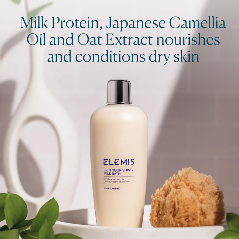 ELEMIS Skin Nourishing Milk Bath | Creamy Bathing Milk Enriches, Conditions and Softens Extra Dry Skin with Camellia Oil and Oat Extract | 400 mL - Image 3