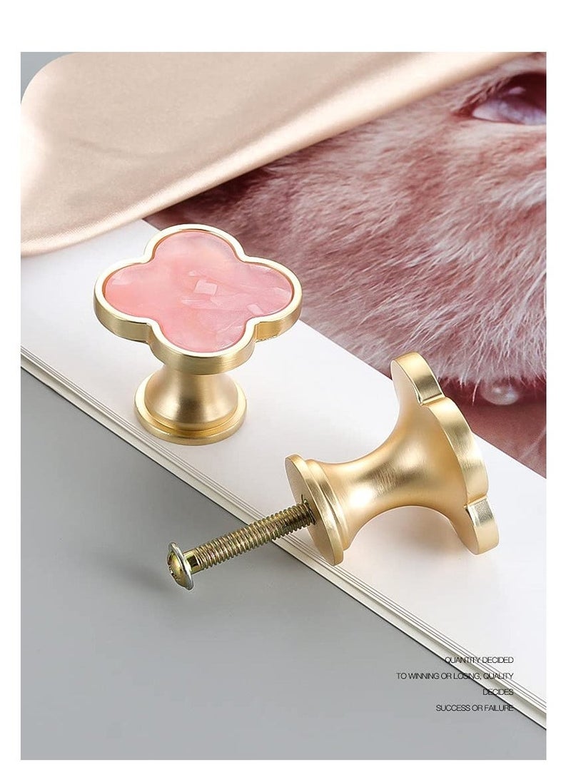 6 Pcs Clover Knobs for Dresser Cabinets, Kitchen Cupboard Pulls, Drawer Wardrobe Shoe Cabinet Jewelry Box Pulls, Furniture Coffee Table Single Hole Door Handles (Pink) - Image 3
