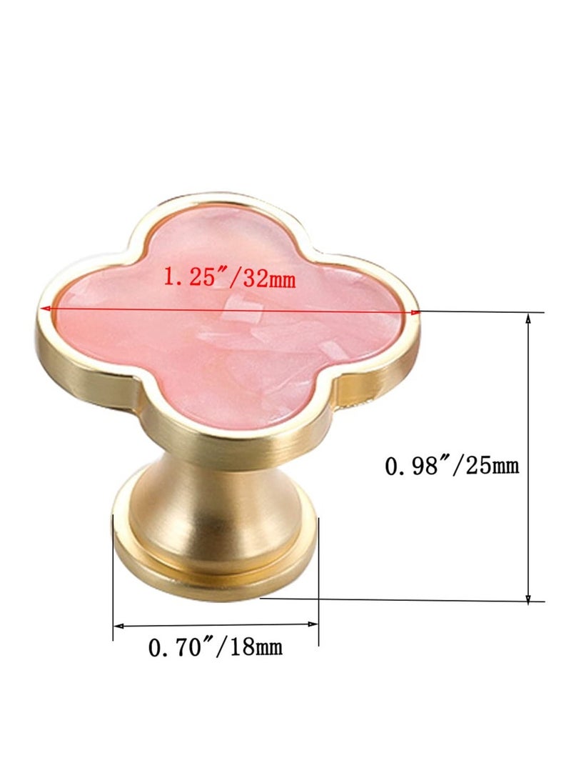6 Pcs Clover Knobs for Dresser Cabinets, Kitchen Cupboard Pulls, Drawer Wardrobe Shoe Cabinet Jewelry Box Pulls, Furniture Coffee Table Single Hole Door Handles (Pink) - Image 2