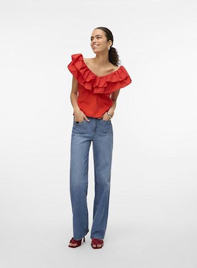 VERO MODA Vmane Sl Frill Short Top Jrs Ga  - Image 1