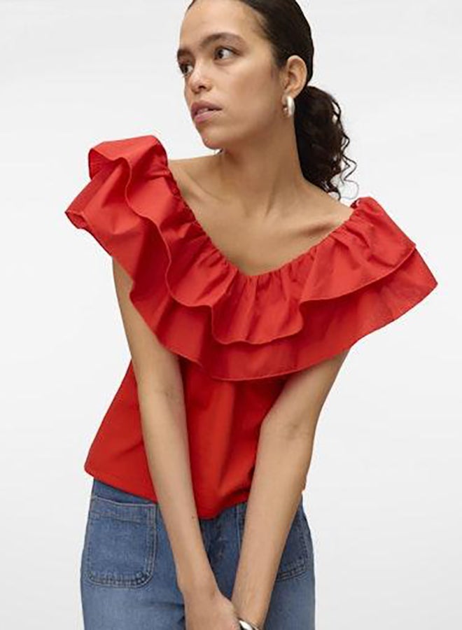 VERO MODA Vmane Sl Frill Short Top Jrs Ga  - Image 4