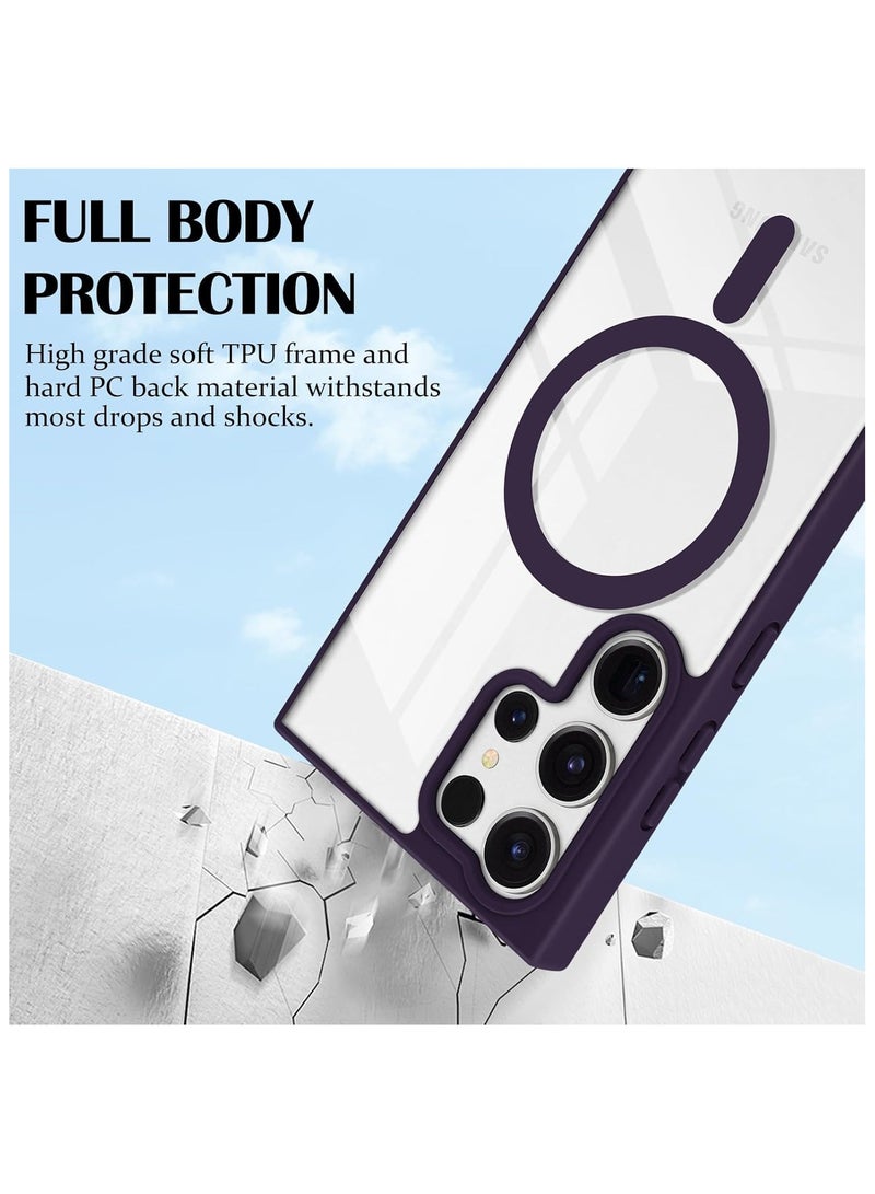 Denx Magnetic Clear Case for Samsung Galaxy S25 Ultra [Compatible with MagSafe] , Slim Clear Bumper Back Cover for Samsung S25 Ultra (Deep Purple) - Image 4