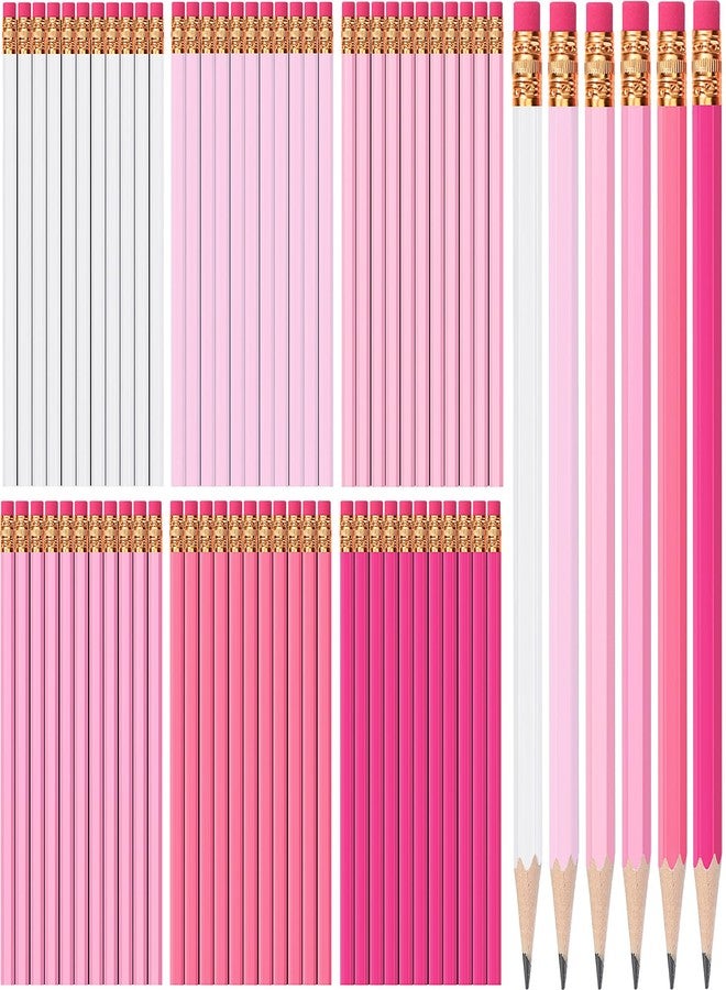 TecUnite 240 Pcs HB #2 Unsharpened Pencils with Eraser Wooden Hexagonal Graphite No 2 Pencils for Students Adults Gifts Exams School Office Sketching(Pink) - Image 1