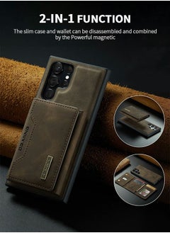 GROIC Samsung Galaxy S23 Ultra 2 in 1 Clutch Wallet Phone Cover, Vintage Slim Leather Case Magnetic Detachable Tri-Fold Wallet Shell, S23 Ultra 6.8" Leather Case with Card Holder Pocket Slim Case  - Image 4