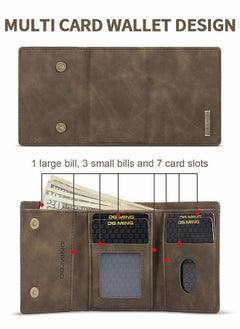 GROIC Samsung Galaxy S23 Ultra 2 in 1 Clutch Wallet Phone Cover, Vintage Slim Leather Case Magnetic Detachable Tri-Fold Wallet Shell, S23 Ultra 6.8" Leather Case with Card Holder Pocket Slim Case  - Image 3